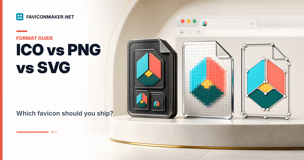 ICO vs PNG vs SVG favicons: what to ship (with a layered snippet)
